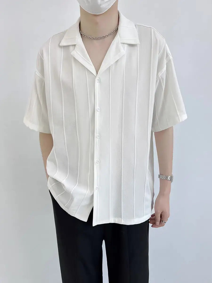 Striped Short Sleeve Shirt Men