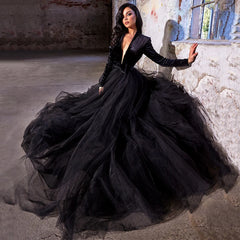 Black Gothic Bridal A-Line Gown