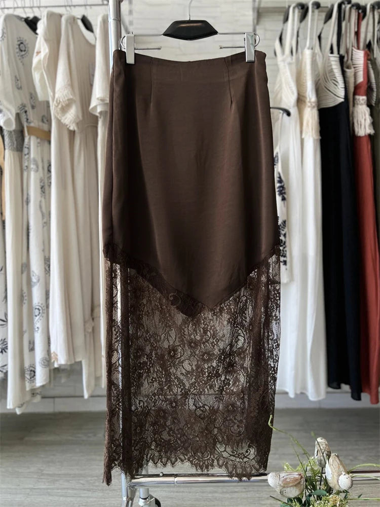 Patchwork Lace High Waist Maxi