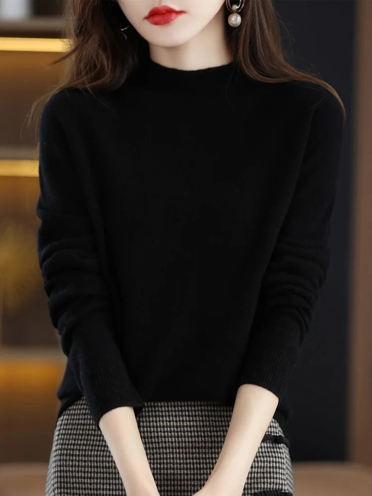 Merino Wool Mock Neck Pullover