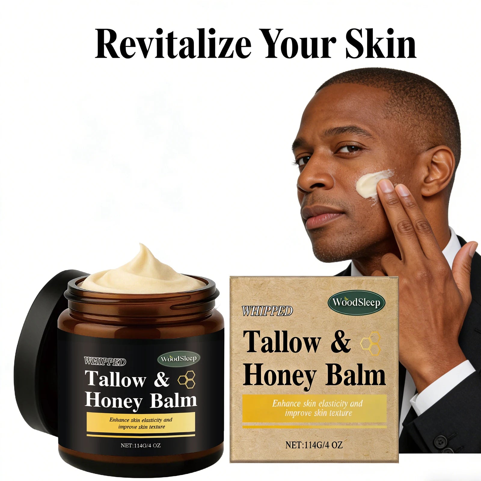 Beef Tallow Honey Balm for Men Lasting Moisturizing Dryness Soothing Skin Firming Smoothing Roughness Anti Aging Face Cream