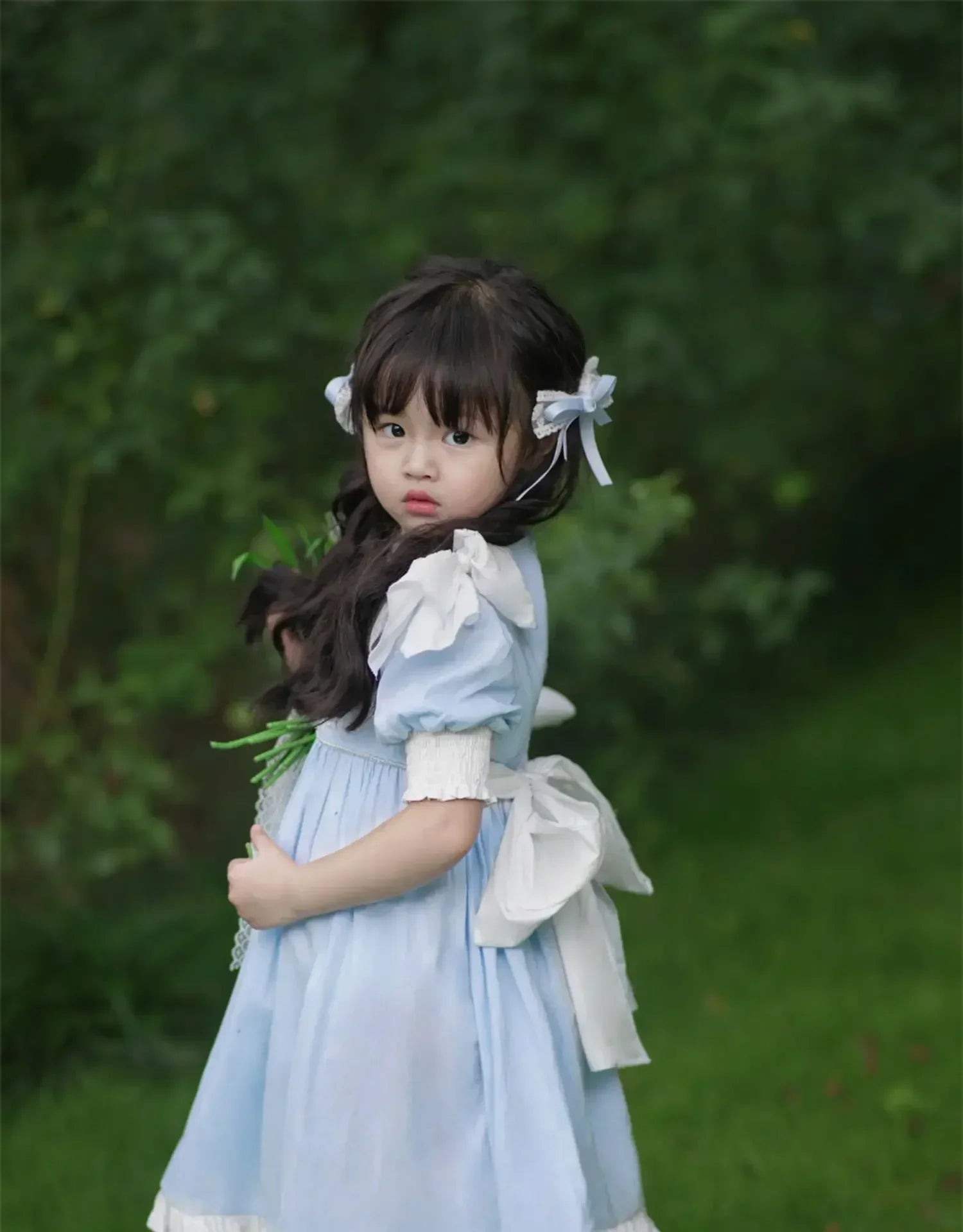 Embroidered Bow Princess Girls Dress