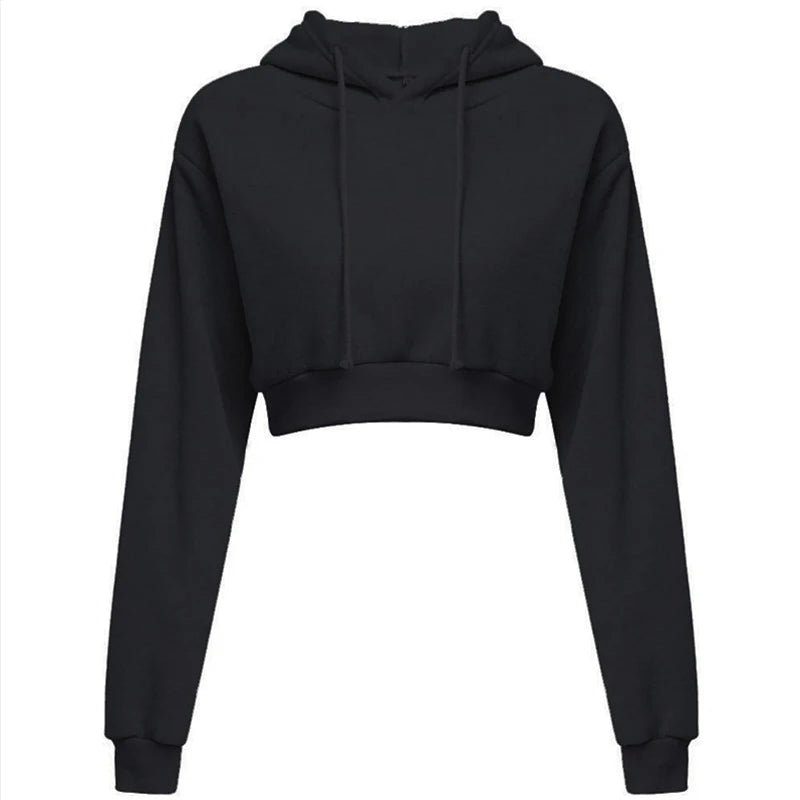 Cropped Hooded Pullover Sweatshirt Women