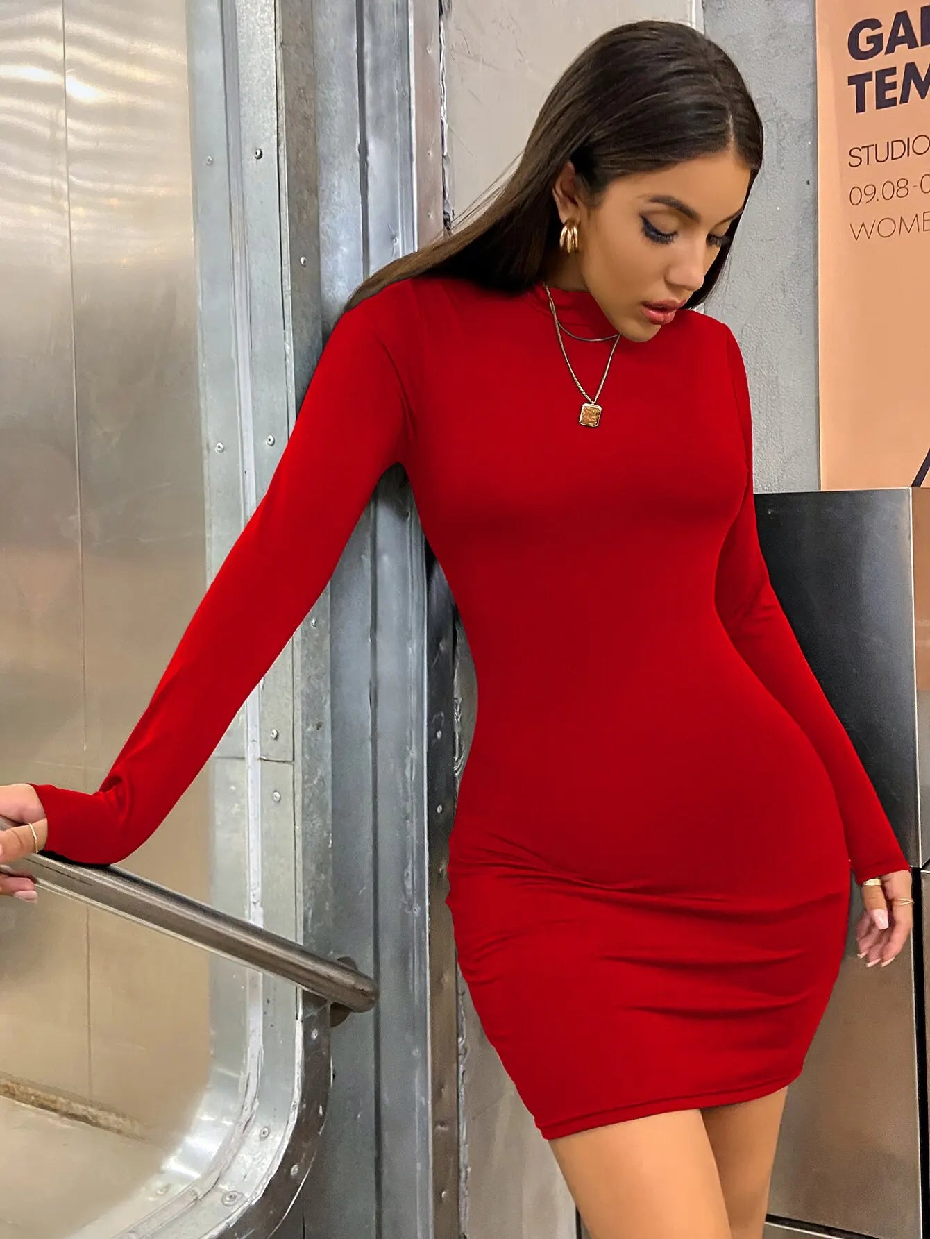 Slim Turtleneck Bodycon Mini Dress