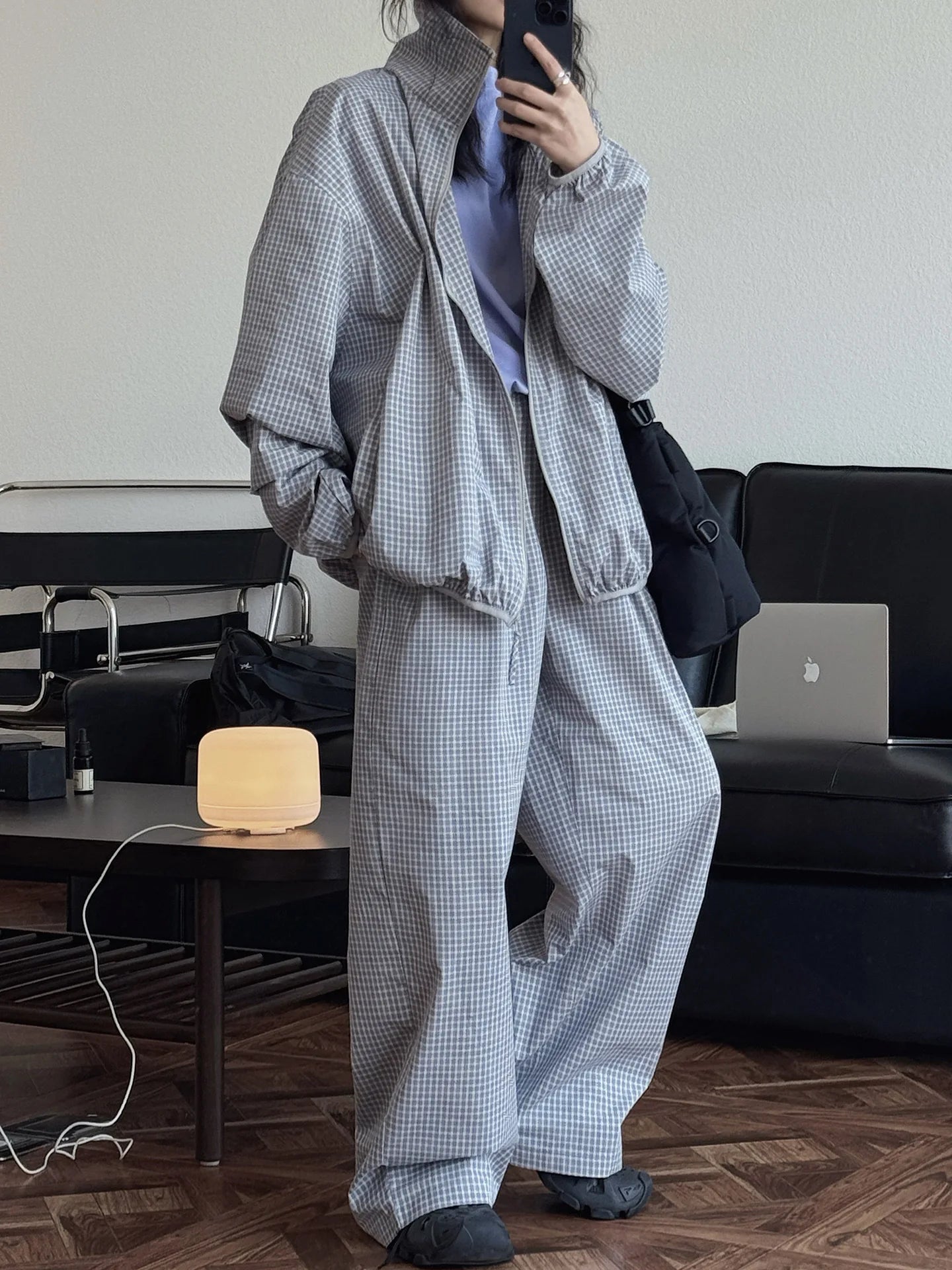 2026 Women Summer Long Pants High Waist Wide Leg 80% Cotton Plaid Pants Fashion Clothes Vintage Pants Female Trousers