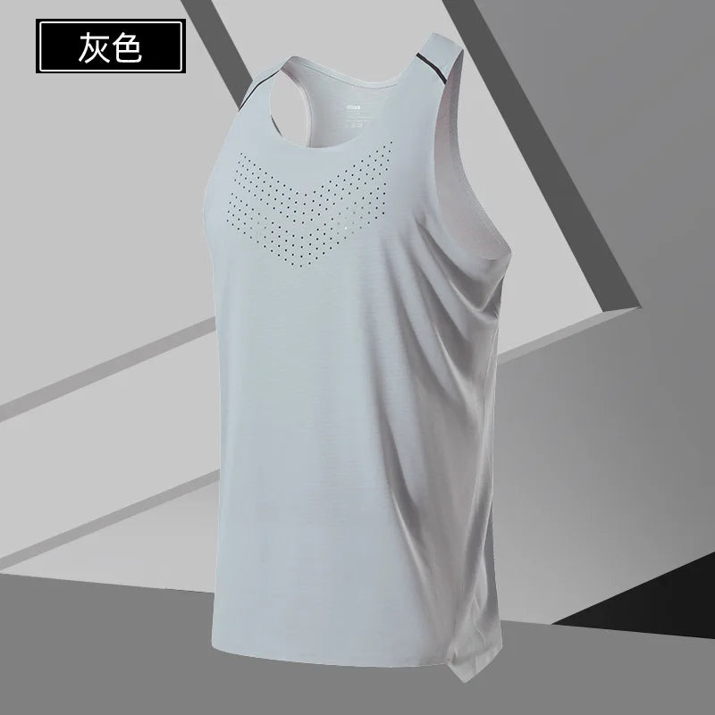 Men's Fitness Tank Top Summer Gym Clothing Bodybuilding Muscle Vest Sleeveless Shirt O Neck Breathable Quick Dry Workout Tops