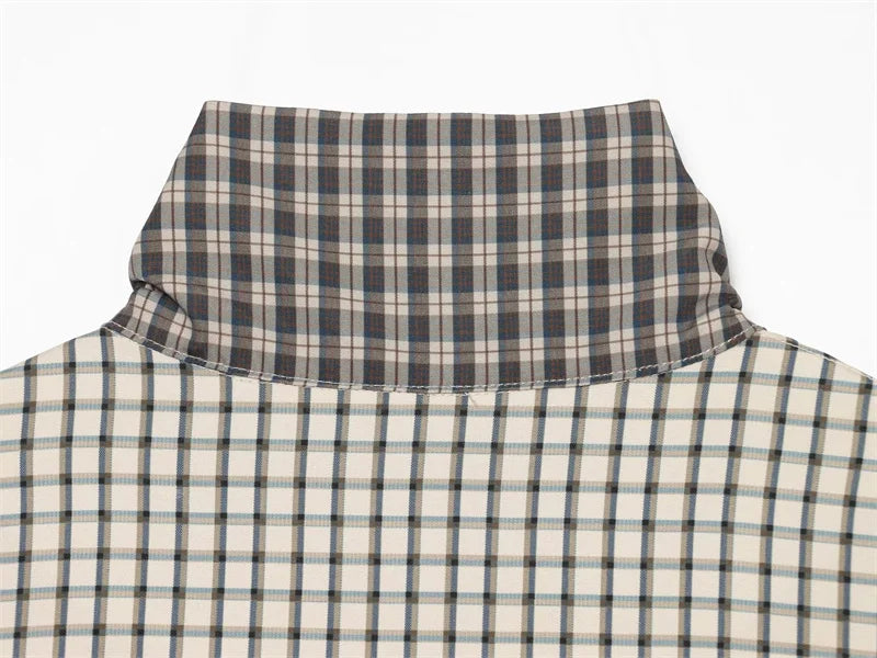 Women's Coat 2026 New Autumn Gray Plaid Long Sleeve Loose Drawstring Decorative Coat Casual Fashion Personal Ladies Outerwear