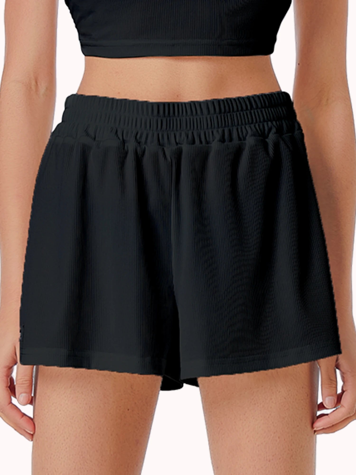 Casual Shorts Women 2024 New Summer Simple Comfortable Elastic Waist Cool Breathable Solid Color Casual Sports Five Quarter Pant