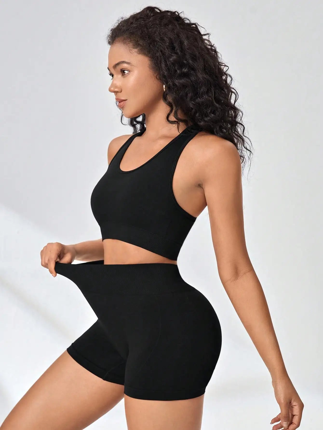 Women Yoga Set Bra Shorts Set Seamless Fitness Tracksuit Gym Running Shorts Sports Set Workout Shockproof Vest Outfit