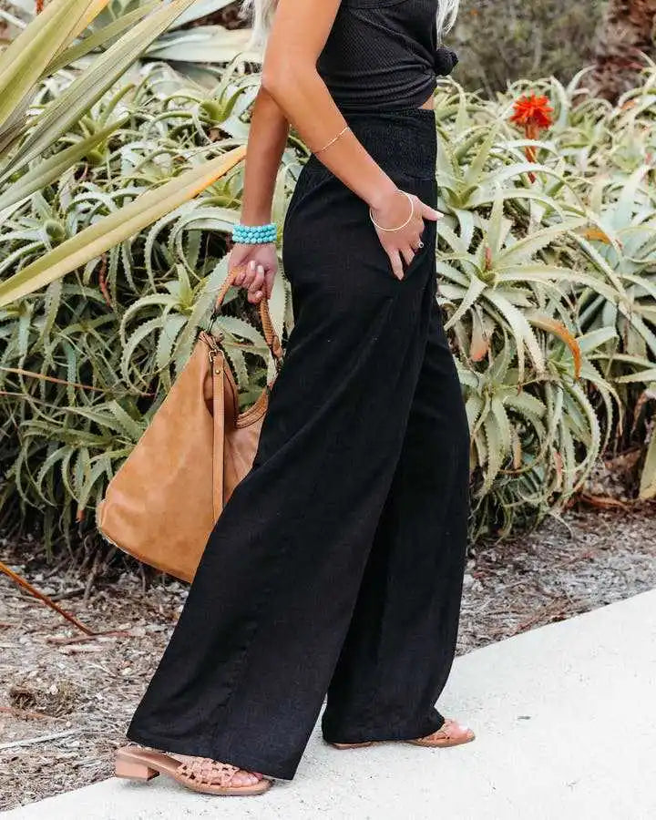 Drawstring Beach Wide Leg Pants