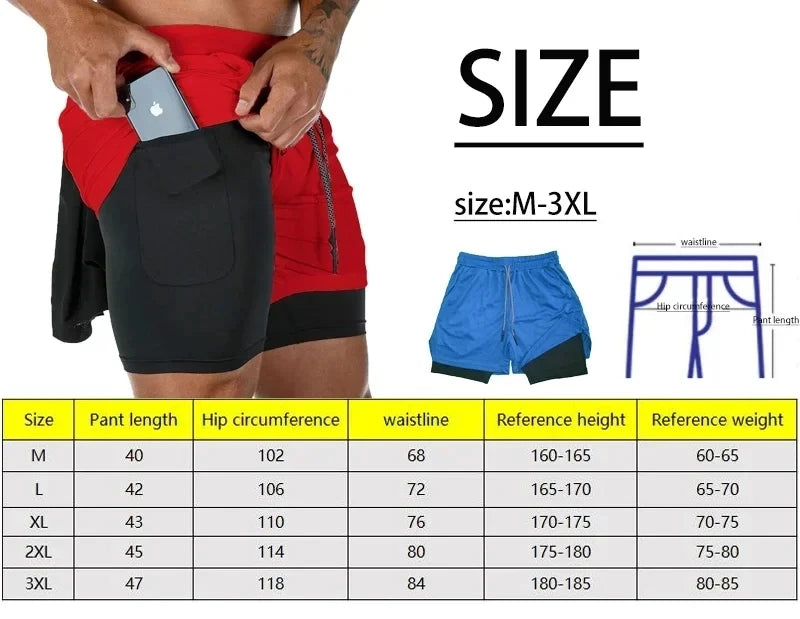 Rogue Gyms Men's Sports Shorts  Four Seasons Sportswear 2-in-1  Double Layer Tight Shorts  Sports Shorts