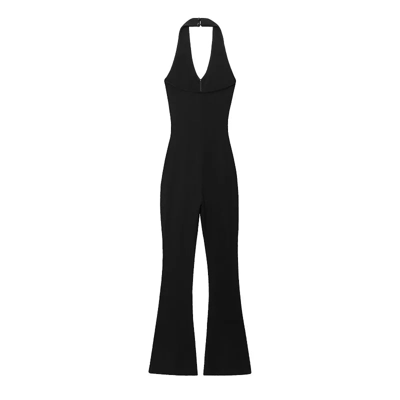Sleek Flared Backless Summer Jumpsuit