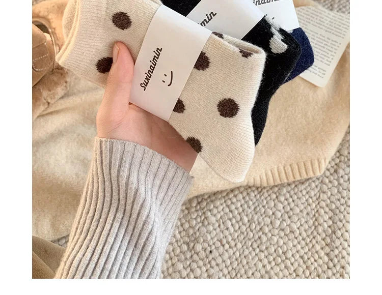 Polka Velvet Winter Socks
