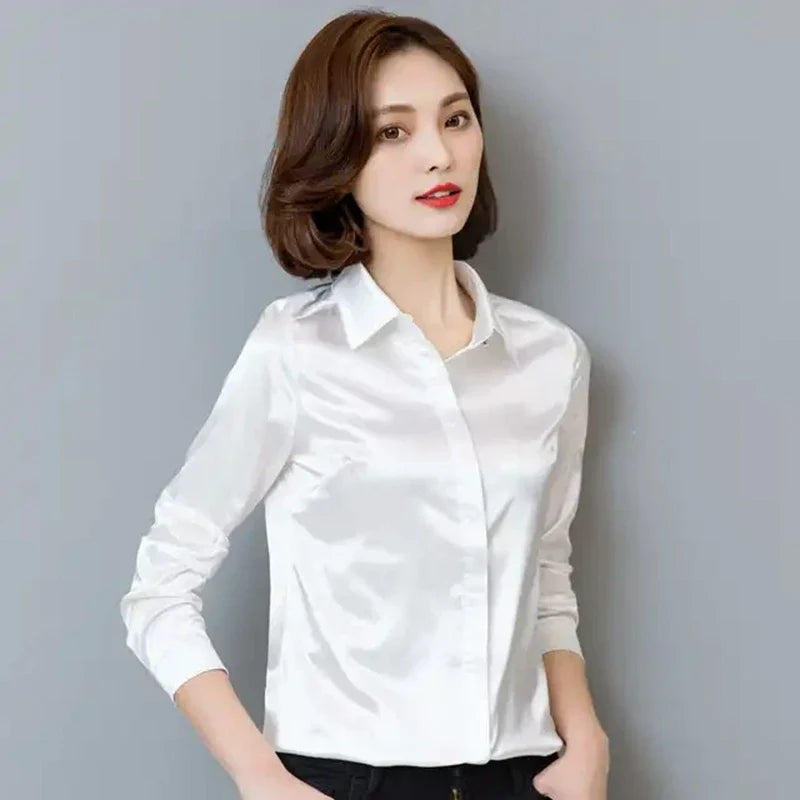Elegant Satin Silk Office Blouse
