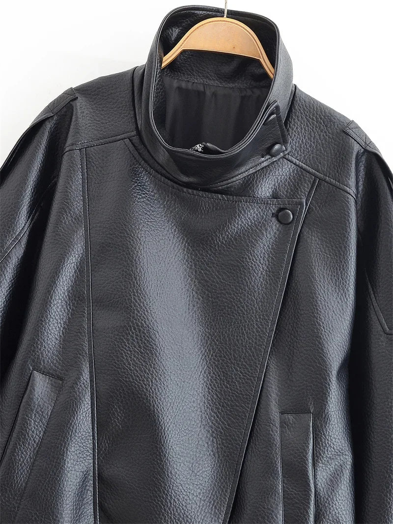Black Faux Leather Moto Jacket