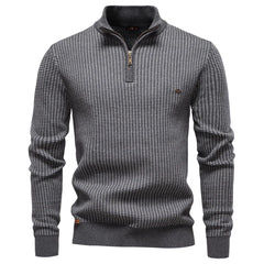 Striped Mock Neck Knit Sweater