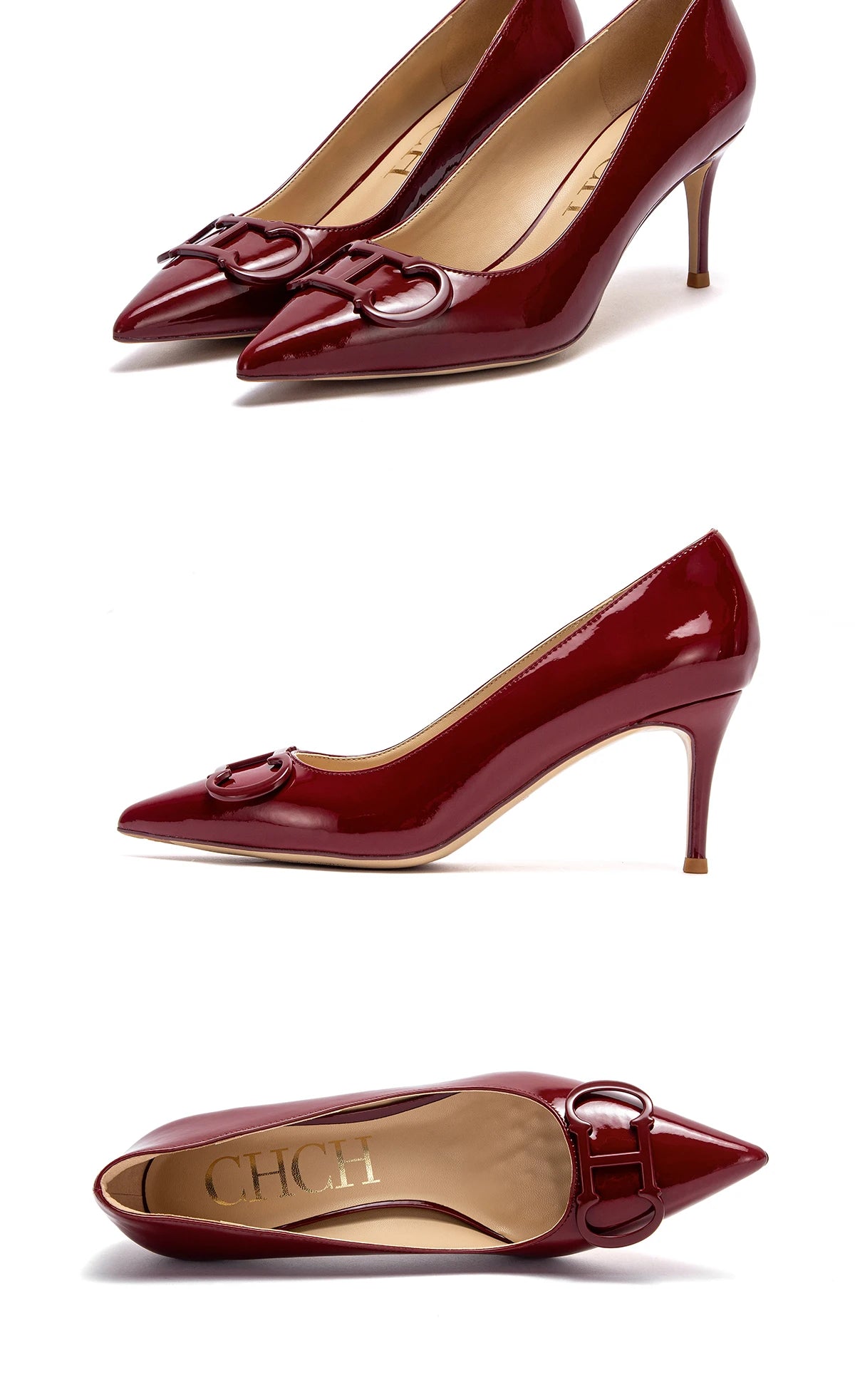 Black Patent T Strap Heels