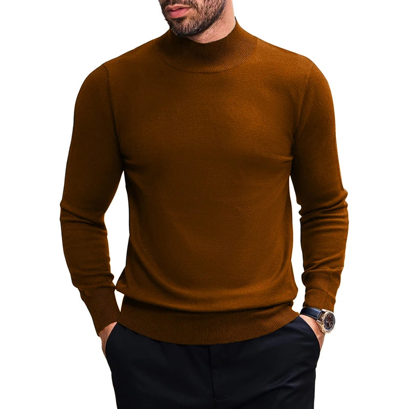 Stretch Mock Neck Knit Sweater