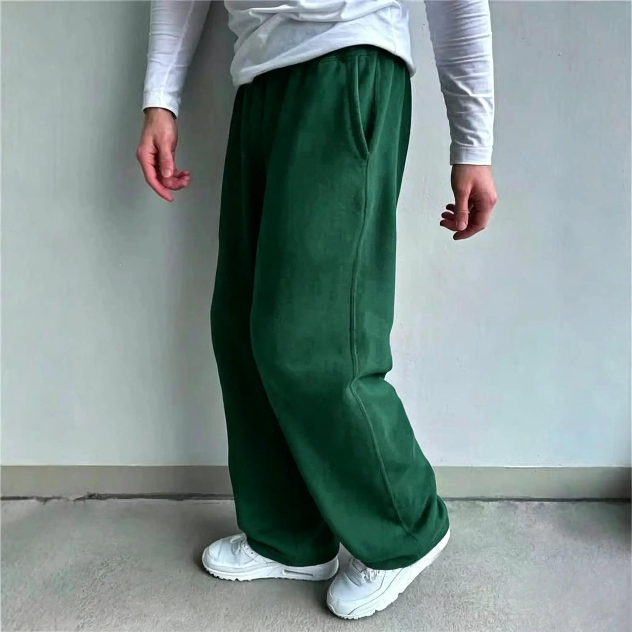 autumn winter man/woman Jogging Straight Sweatpants Street Style wide leg pants Casual Solid colors versatile Loose Men's Pants