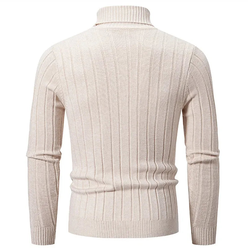 Slim Solid Turtleneck Pullover