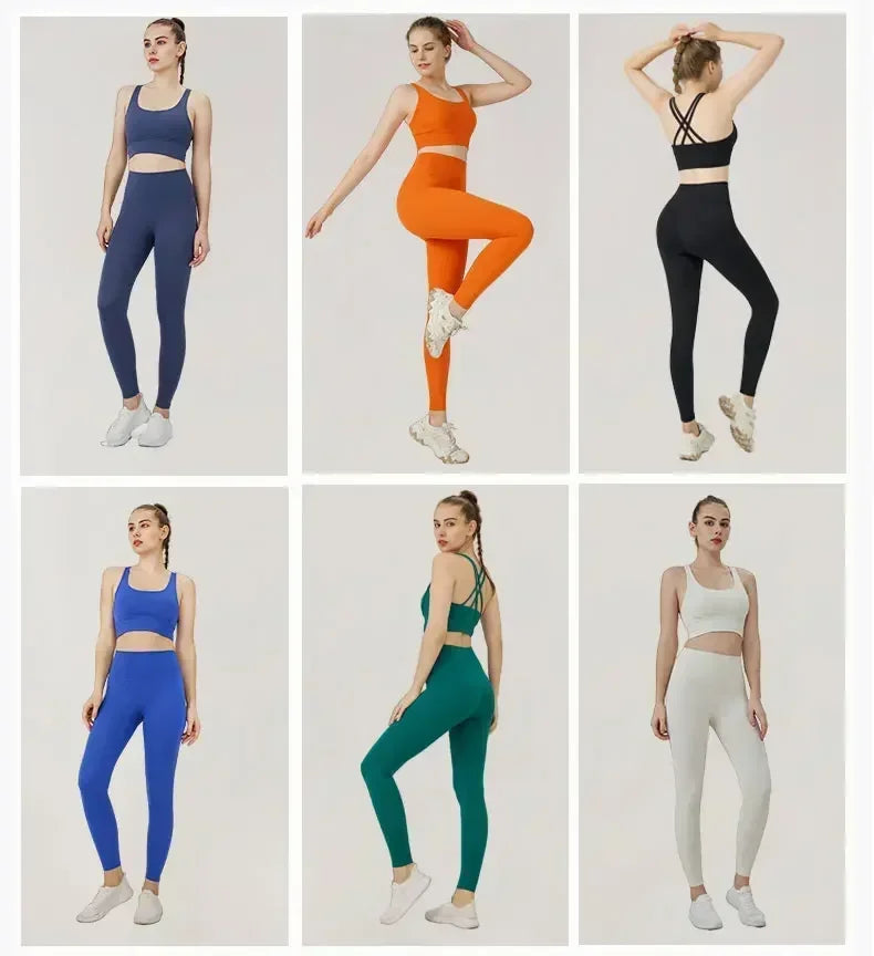 Women's Yoga Set Workout Set 2 Piece High Waist Yoga Leggings Sports Bra Gym Suit Activewear Sports Fitness Set Sports Suit