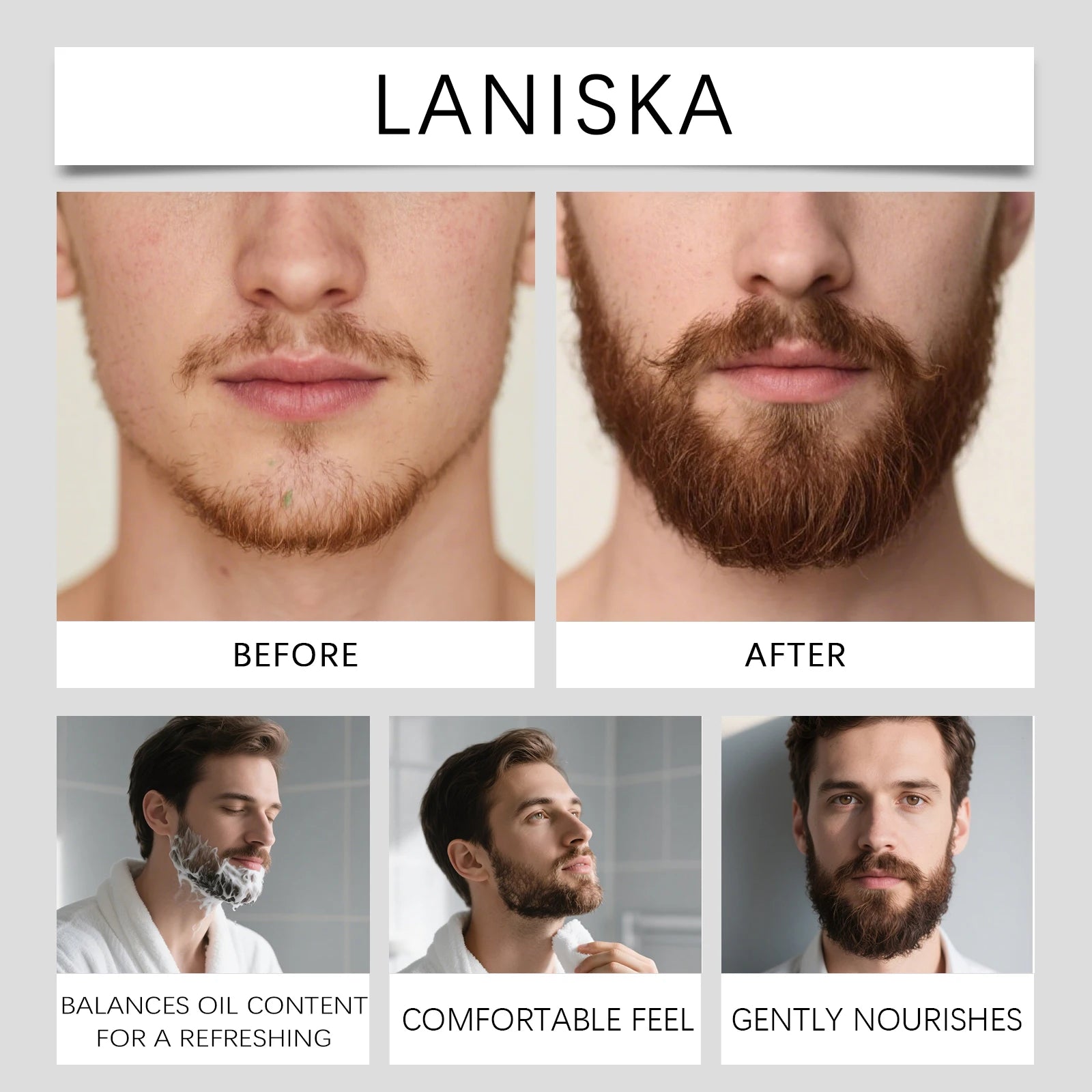 Men's Beard Care Balm – Softens Beards, Deep Nourishment, Soothes Redness, Non-Irritating, Suitable for Sensitive Skin