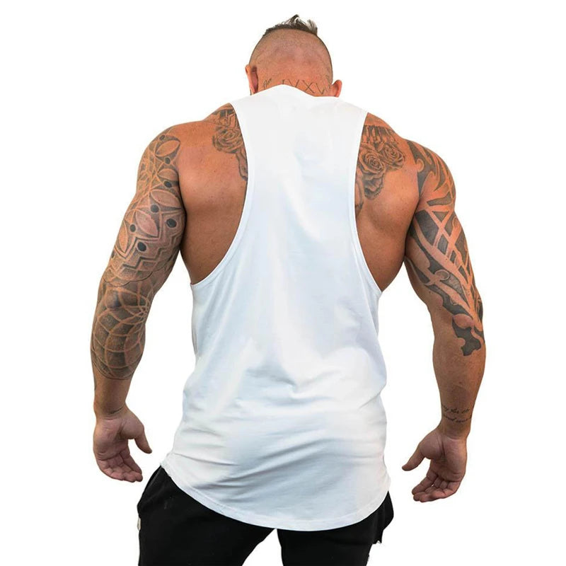 Summer Bodybuilding Tank Tops Workout Stringer Sleeveless Shirts Fitness Mens Gym Clothing Cotton Breathable Sport Muscle Vests