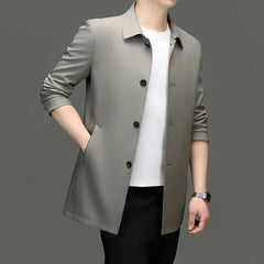 Solid Lapel Business Trench Coat