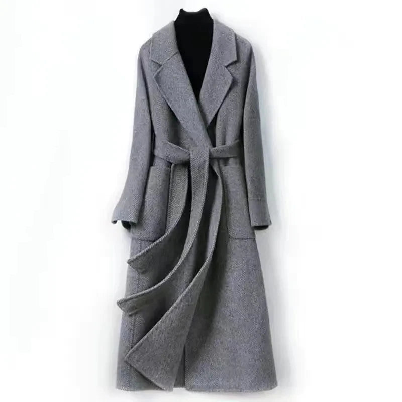 Slim Belted Wool Winter Overcoat