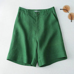 Women's Shorts Linen Half Knee Length Mid Wide Female Short Pants Bermuda Offer Aesthetic Hot Streetwear Korean Style For Summer