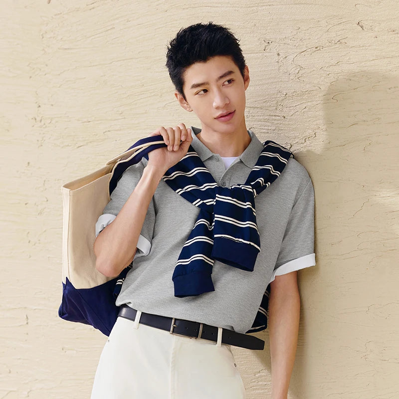 Semir Polo Shirt Men Moisture Wicking Solid Color Short Sleeve T-Shirt 2025 Summer New Slim Fit Top for Active Wear