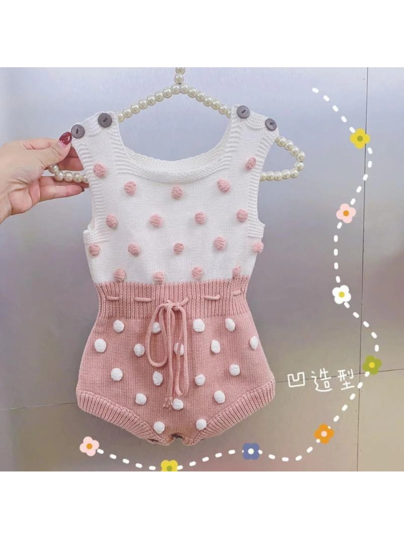 Striped Knit Baby Girl Romper
