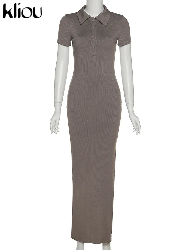 Elegant Collar Side Slit Dress