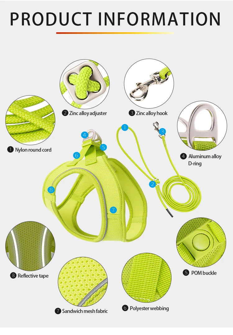 Reflective Outdoor Walking Harness Set