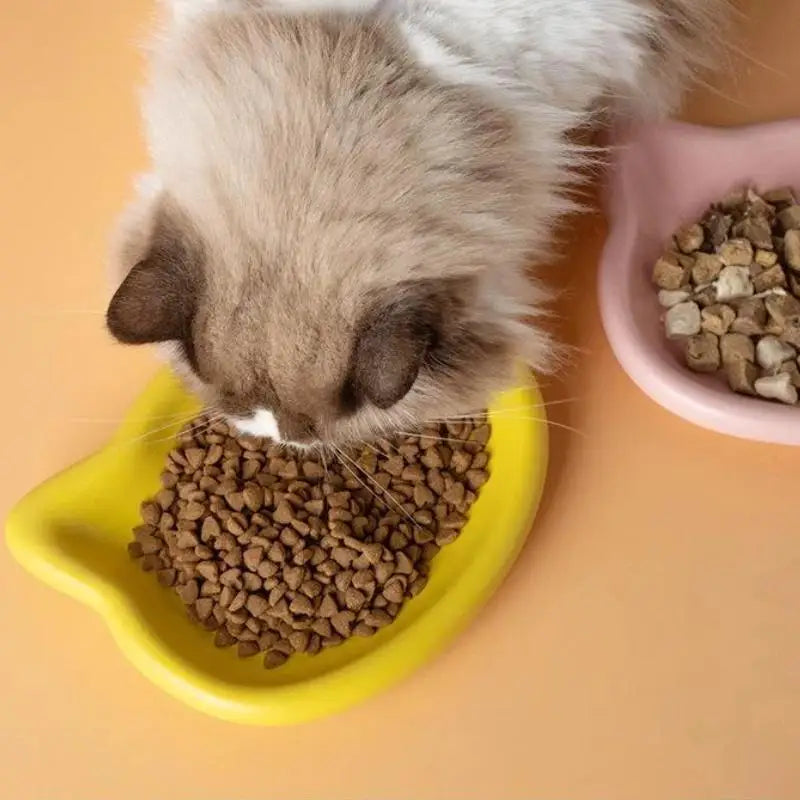 Pastel Cat Head Feeding Dish