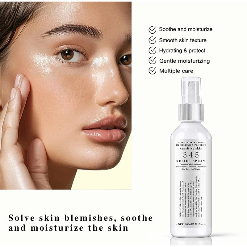 345 Skincare Set With Eye Cream Moisturizing Cream Relief Spray Hydrating Soothing Brightening For All Skin Types Sensitive Skin