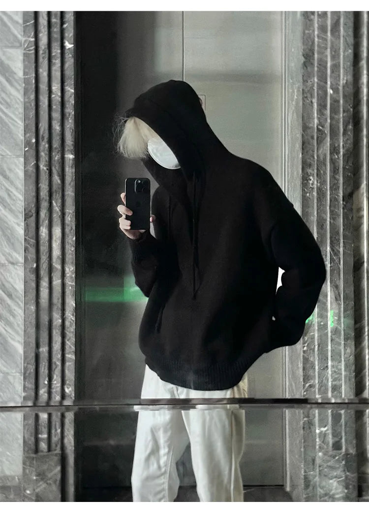 New Autumn Winter Sweaters for Men Loose Trendy Brand Hooded Pullover Sweaters