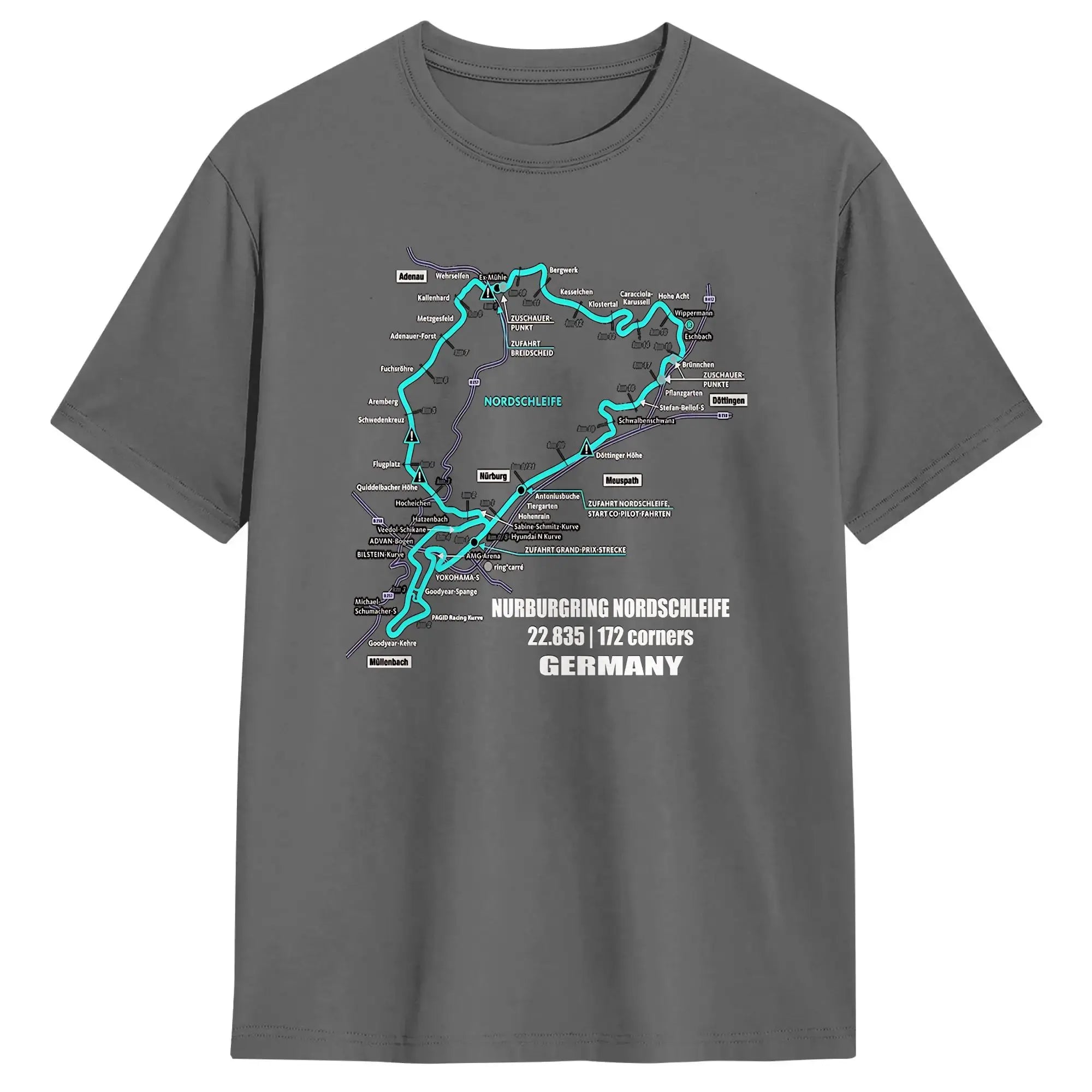 Men T-Shirt Nürburgring Nordschleife Germany Track Map Photographic Blue Print T Shirts Trending Beach Tees  Casual 1Cotton Tops