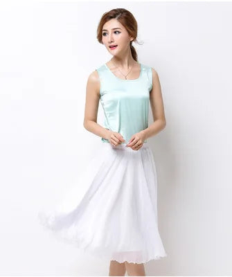 Silk Pleated High Waist Midi