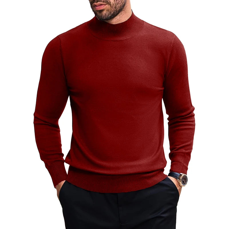 Stretch Mock Neck Knit Sweater
