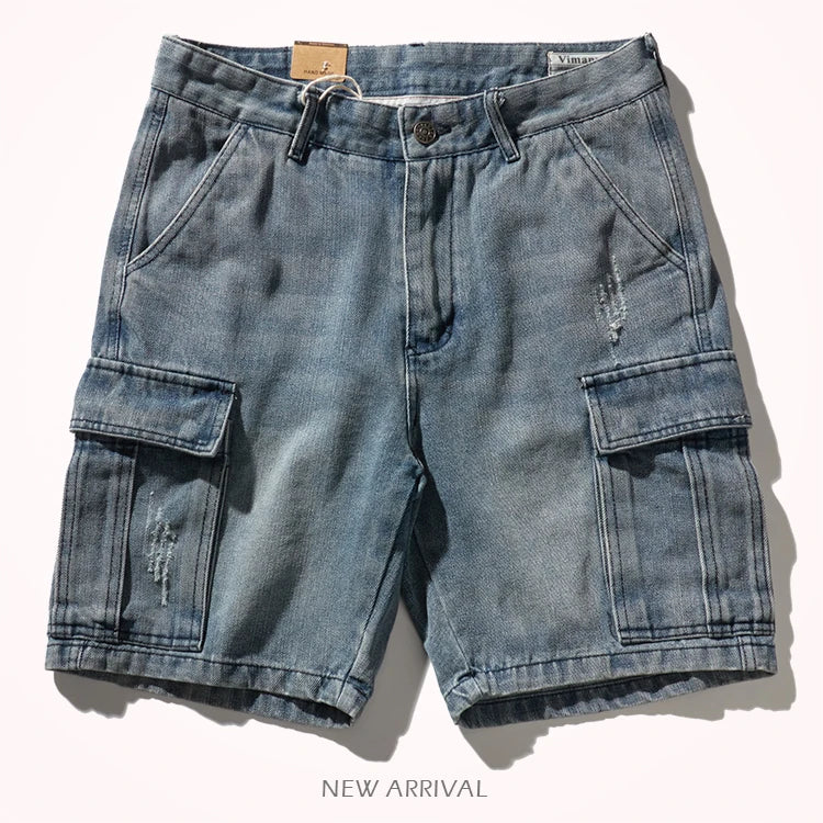 Retro Denim Utility Knee Shorts