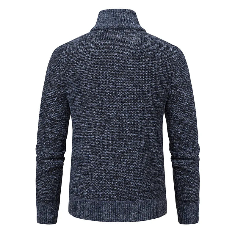 Autumn Winter Sweaters for Men Casual Knitted Sweaters Large Size Solid Color Plus Velvet Cardigan Knitted Sweater Cotton Coat