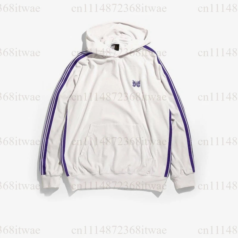 Unisex Embroidery Track Suit Striped Tape Zip‑Up Jacket Pants Set Casual Sportswear Outfit Long Sleeve Athletic Tracksuit Set