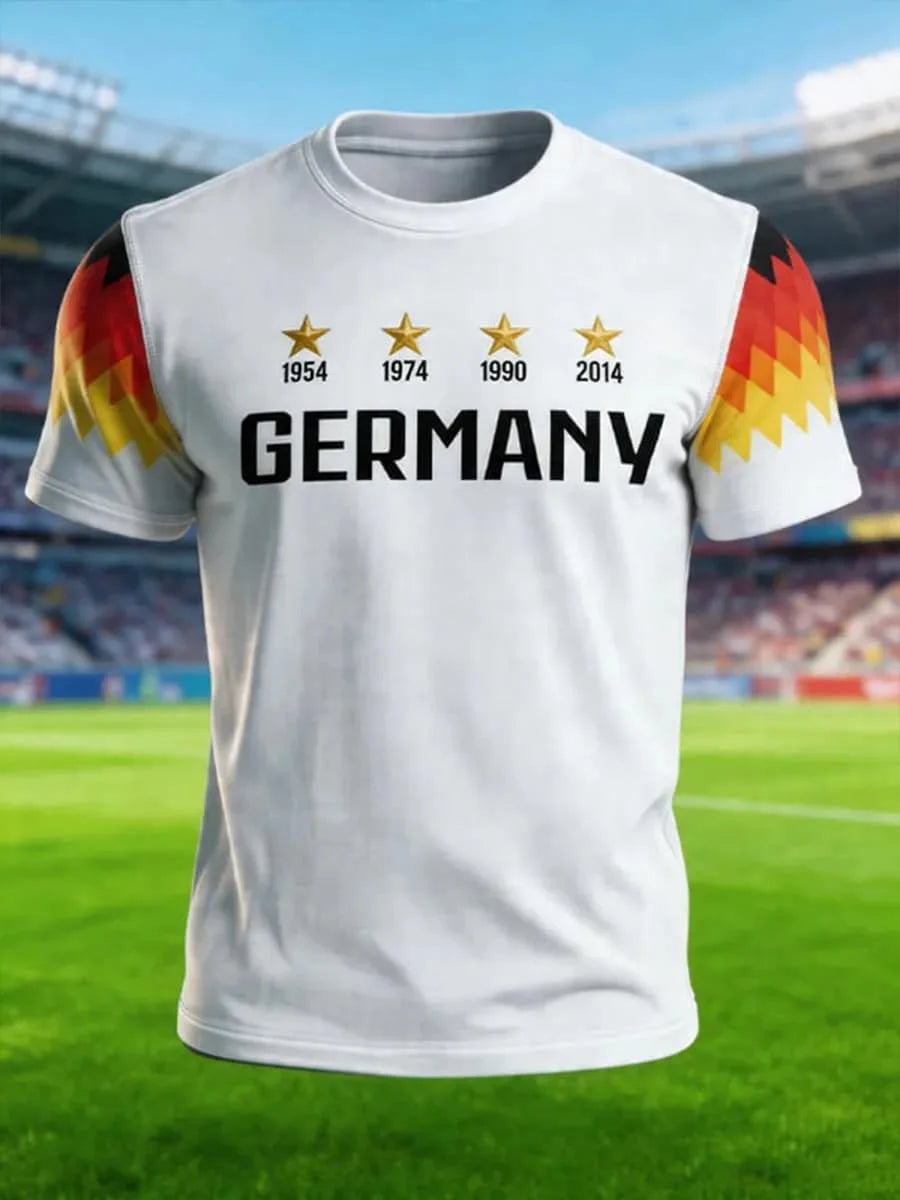 2026 New Germany National Team White Football Jersey Men's Crew Neck Sportswear with Flag & Eagle Print Casual & Training Tops