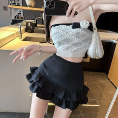 Casual Shorts Skirts for Women in Spring and Summer 2025 New Fashionable and Slim Hot Girls Ruffled A-line Skirt Skirt Pants
