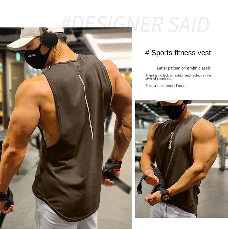 Men's Gym Clothing Summer Casual Tank Top Bodybuilding Sleeveless Shirt Sports Quick Dry Fitness Vest Workout Running Undershirt