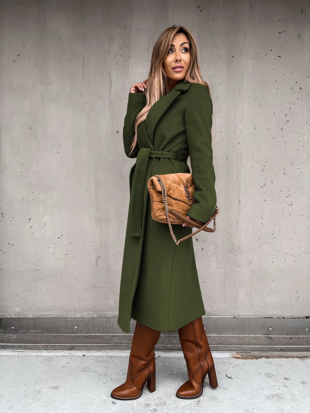 European and American Autumn and Winter Coats for Women's Clothing Solid Color Lapel Long Sleeved Woolen Women's Coats Simple St