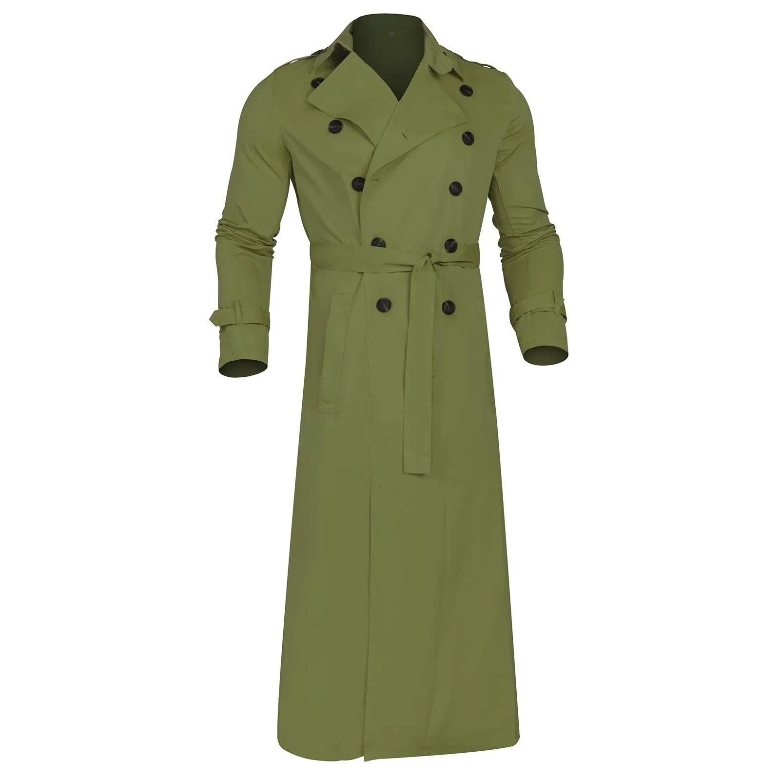 Men’s Luxury Full-Length Trench Coat – England Style Business Overcoat