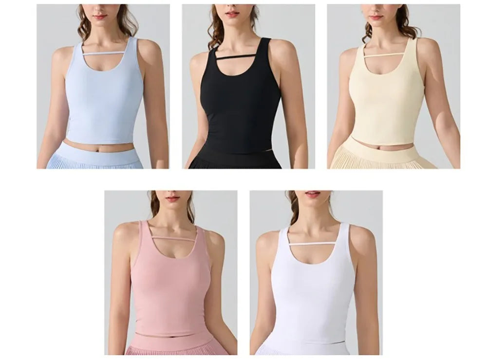 Women's Yoga Fitness Two-Piece Set Removable Padded Sports Bra + Pleated Yoga Skorts with Pockets for Running, Tennis & Workouts