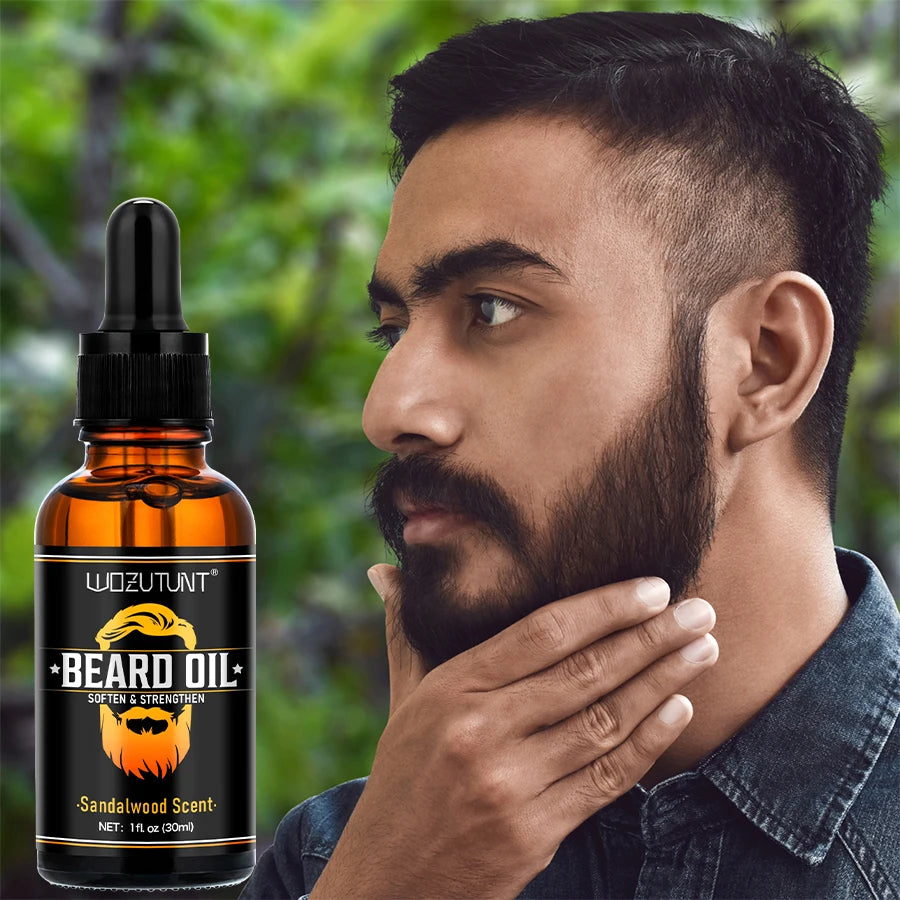 Men Beard Moisturizing & Nourishing Oil & Long-Lasting Smoothing Styling Butter，Facial Hair Conditioning Set for All Beard Types